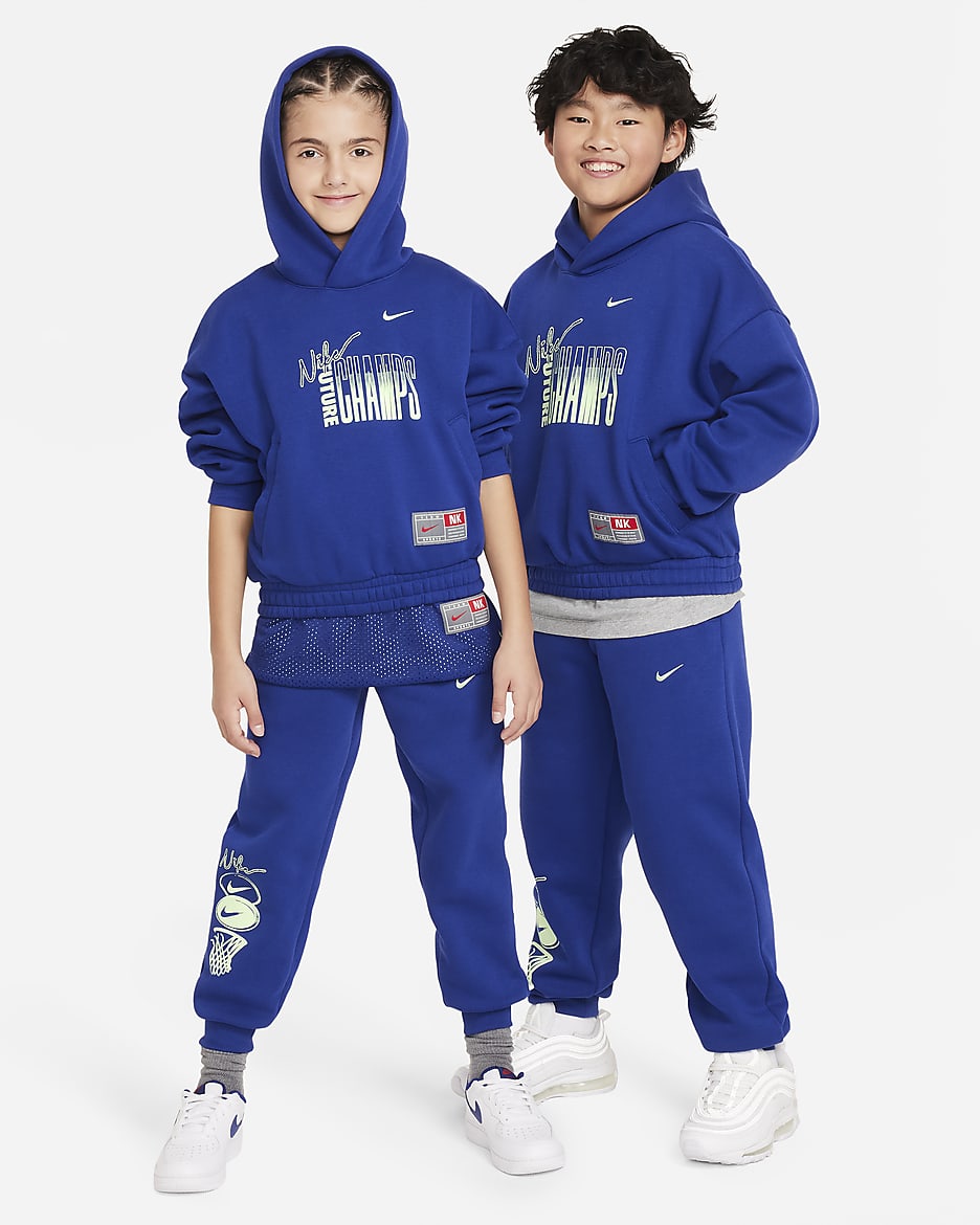 Nike Culture of Basketball Older Kids' Pullover Fleece Hoodie - Deep Royal Blue/Vapour Green