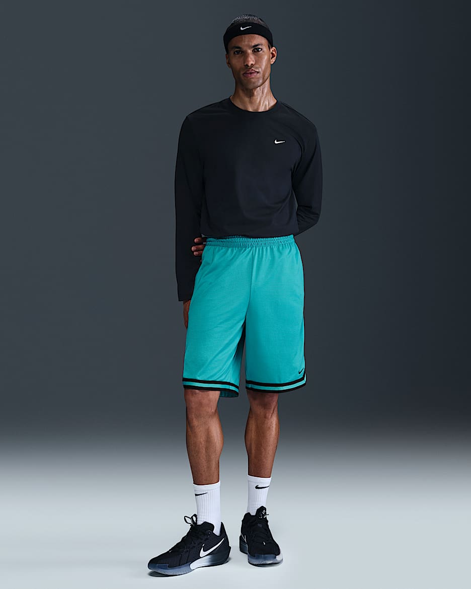 Shorts de básquetbol de 26 cm Dri-FIT para hombre Nike DNA - Cactus empolvado/Negro/Negro