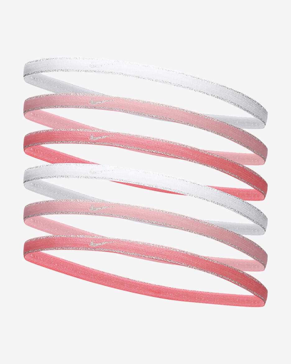 Nike Swoosh Sport Metallic Hairband (6-Pack) - Sea Coral/Coral Chalk/White