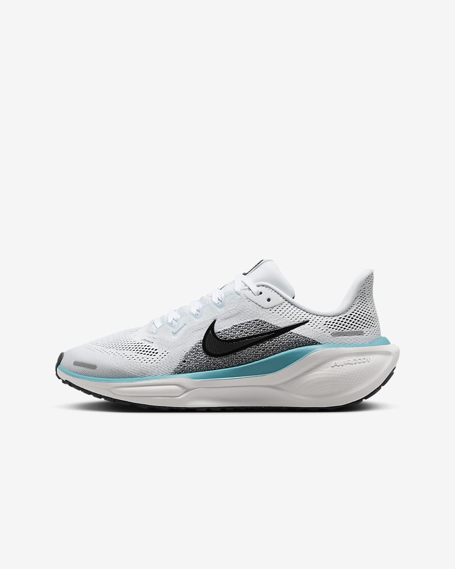 Tenis de correr en carretera para niños grandes Nike Pegasus 41 - Blanco/Cactus empolvado/Azul glacial/Negro