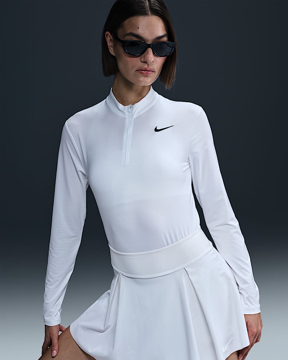 Nike Victory Women's Dri-FIT UV Protection 1/4-Zip Golf Top - White/Black