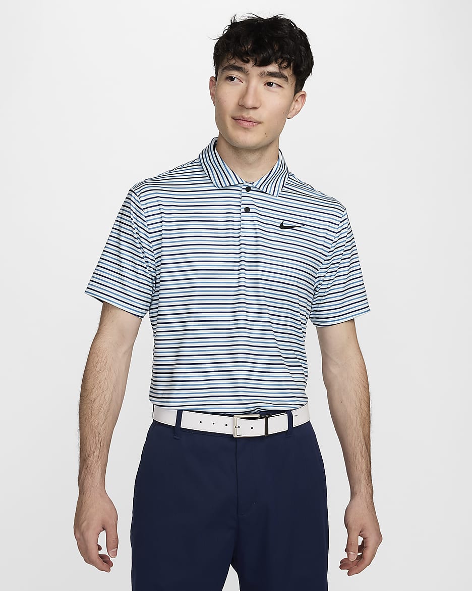 Nike Tour Men's Dri-FIT Striped Golf Polo - Glacier Blue/Black