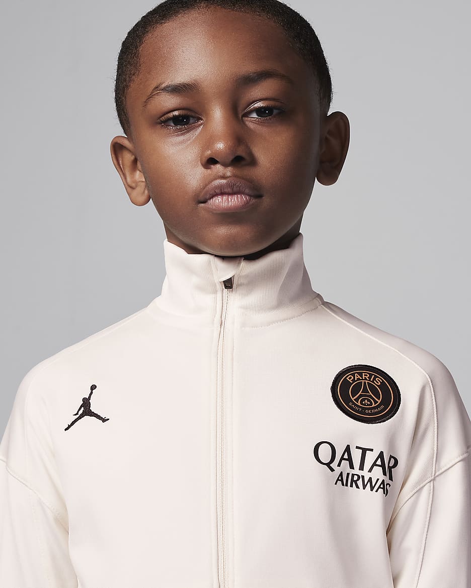 Paris Saint-Germain Strike Third Younger Kids' Jordan Dri-FIT Football Knit Tracksuit - Pale Ivory/Rust Pink/Black/Rust Pink