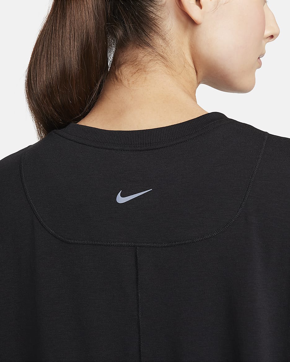 Damska koszulka z długim rękawem Dri-FIT Nike One Relaxed - Czerń/Czerń