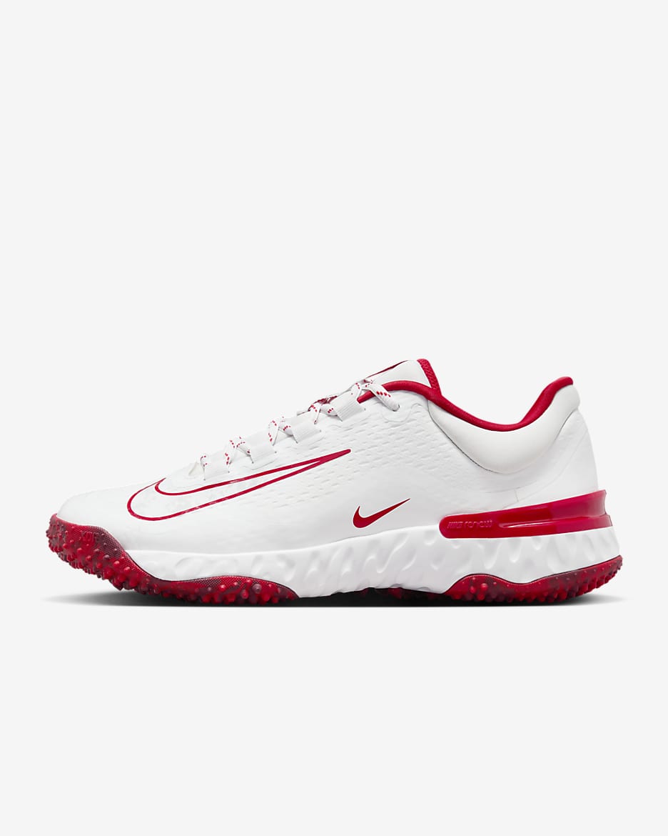 Nike Alpha Huarache Elite 4 Turf Women's Softball Shoes - White/University Red/Team Red/Pure Platinum