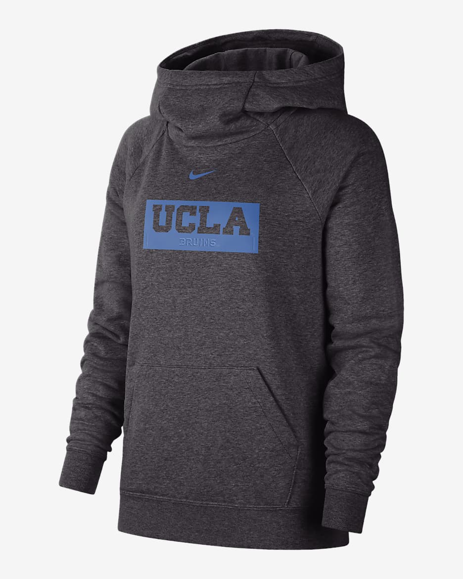 Sudadera con gorro con cuello en embudo para mujer Nike College Essential (UCLA) - Sombrío apagado/Azul señal