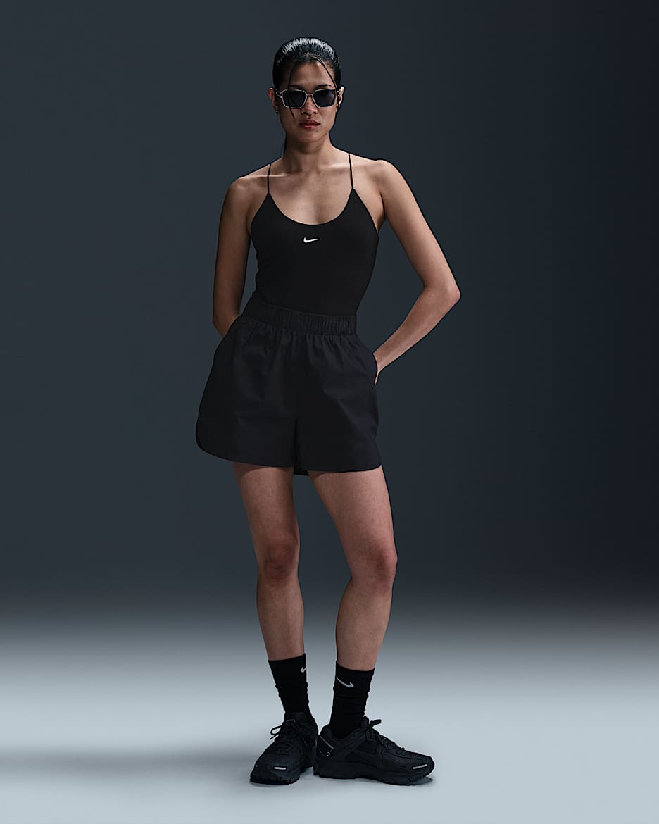 Shorts de tiro medio de 13 cm para mujer Nike Sportswear Chill Poplin - Negro/Negro
