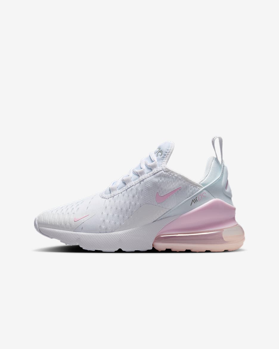 Nike Air Max 270 Big Kids' Shoes - White/Light Smoke Grey/Pink Foam