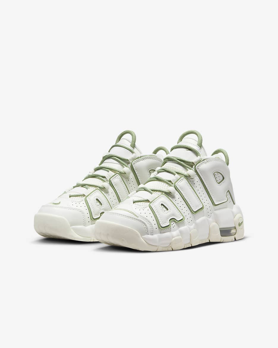 Tenis para niños grandes Nike Air More Uptempo - Vela/Verde aceite