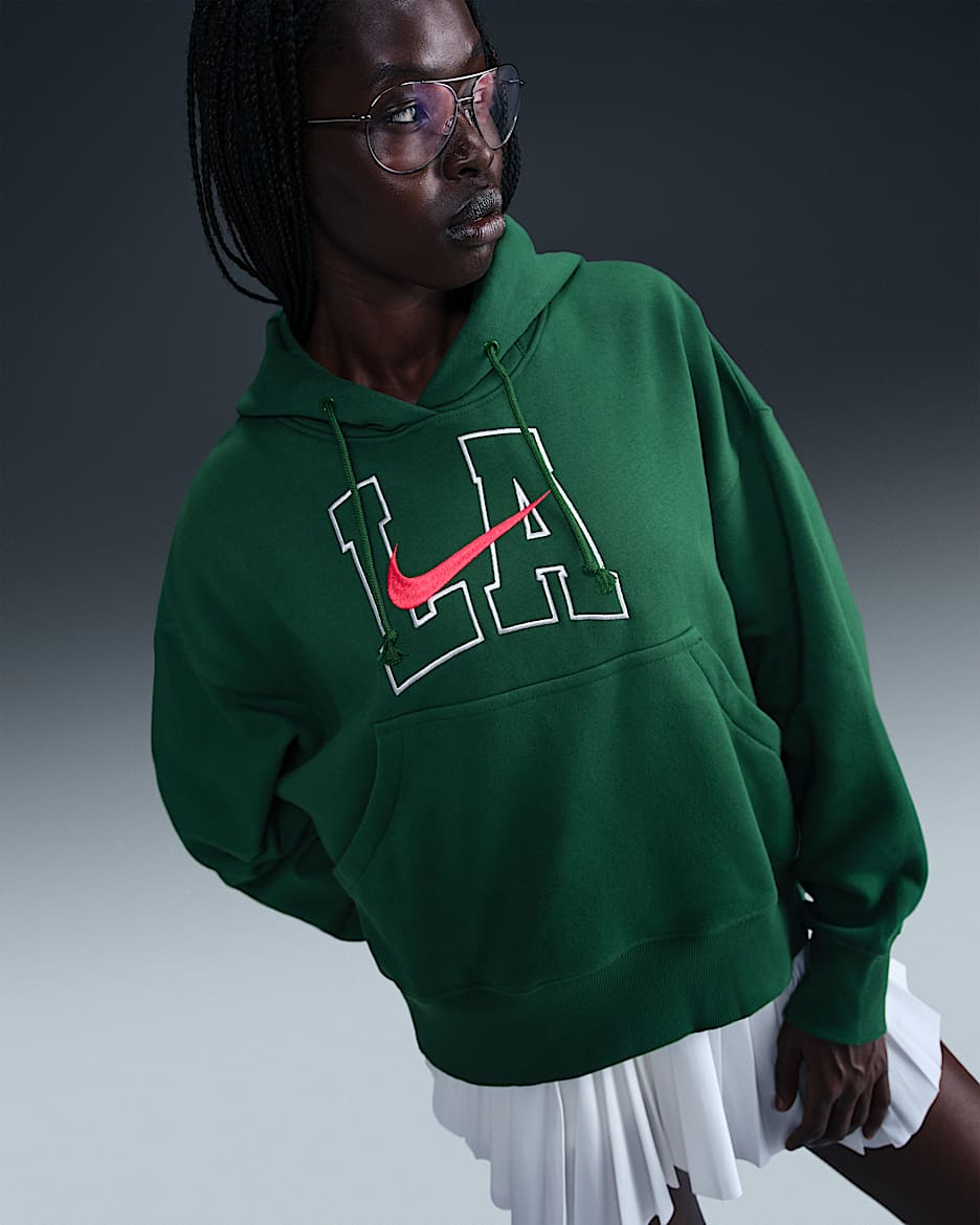 Nike Sportswear Phoenix Fleece Women's Over-Oversized Hoodie - Gorge Green/White/Track Red