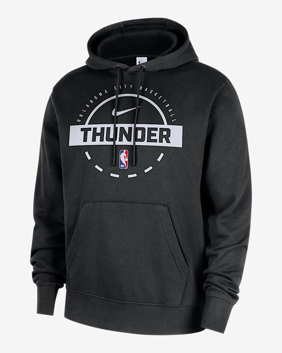 Sudadera de entrenamiento con gorro sin cierre Nike de la NBA para hombre Oklahoma City Thunder Club - Negro/Blanco