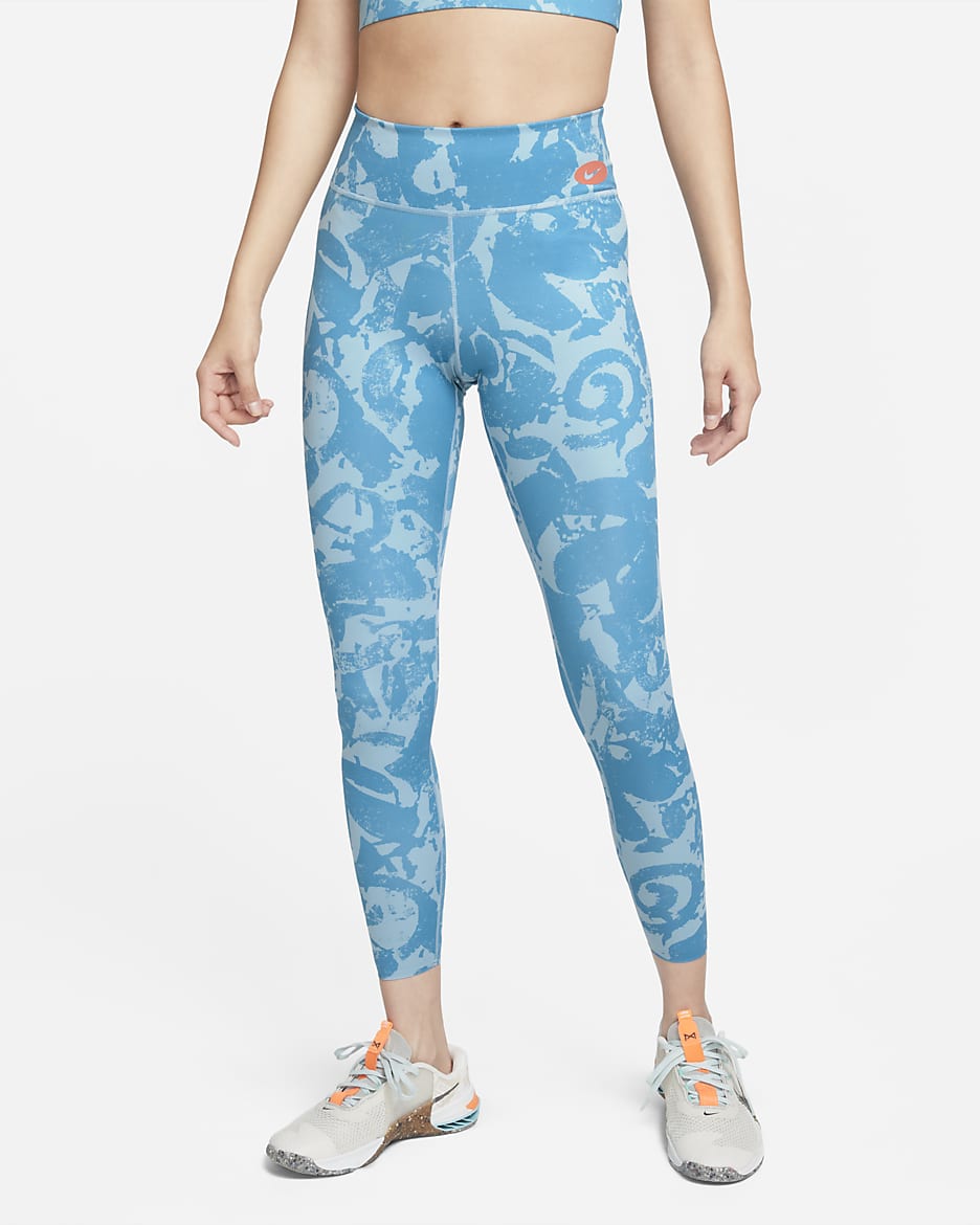 Nike One Luxe Icon Clash Women's Mid-Rise Pocket Training Leggings - Laser Blue/Worn Blue/Madder Root