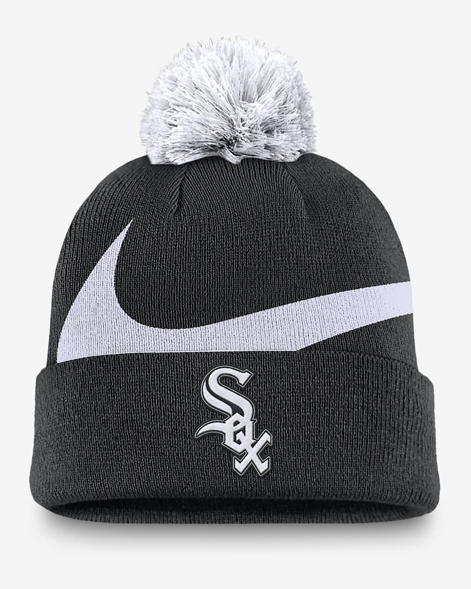 Chicago White Sox Peak Men's Nike MLB Cuffed Pom Beanie - Black