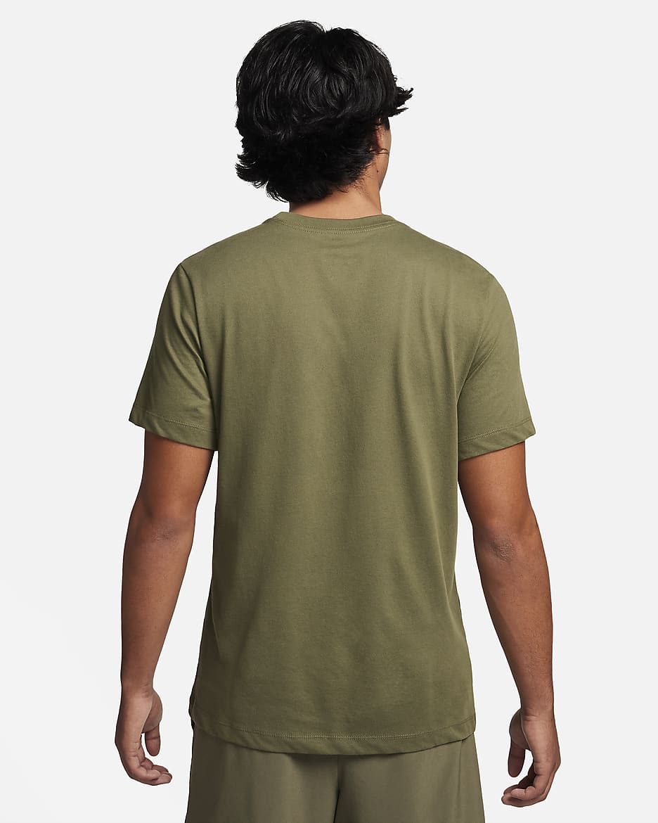 Nike Dri-FIT Men's Fitness T-Shirt - Medium Olive/White