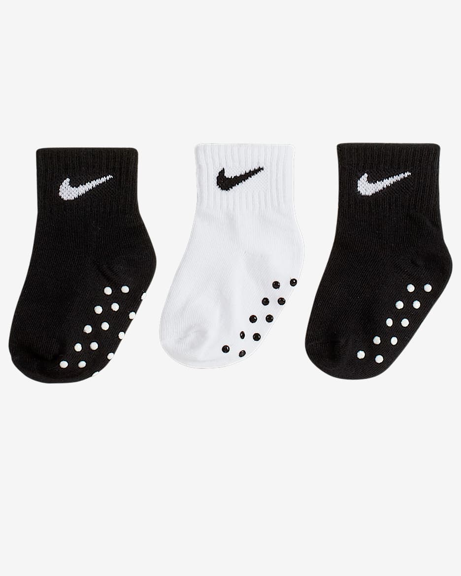 Nike Swoosh enkelsokken met anti-slip voor kleuters (3 paar) - Zwart