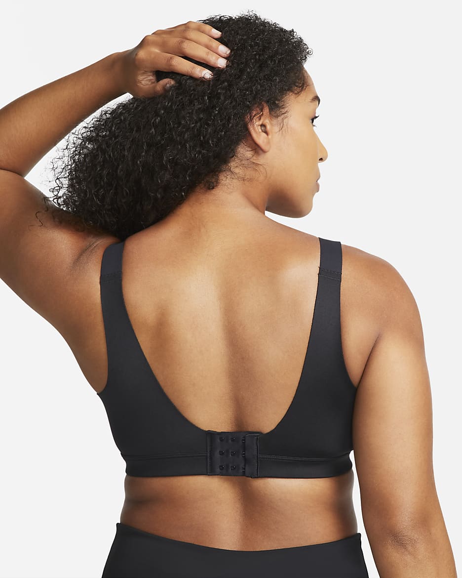 Brassière de sport rembourrée ajustable à maintien supérieur Nike Alpha pour femme - Noir/Noir/Dark Smoke Grey/Dark Smoke Grey