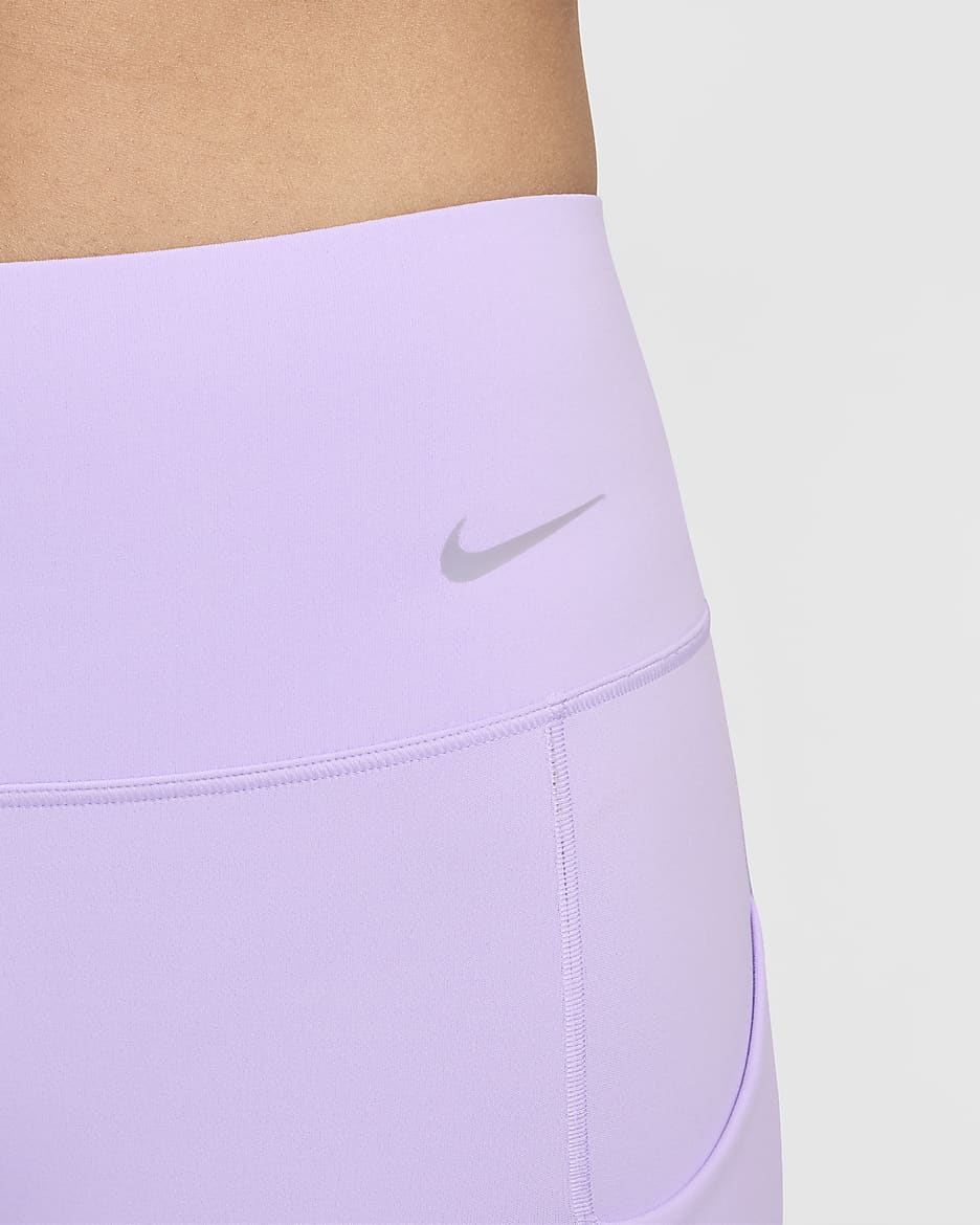 Nike Universa Women's Medium-Support Mid-Rise 7/8 Leggings with Pockets - Lilac Bloom/Black