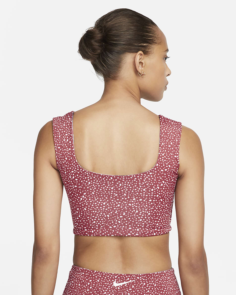 Top de banho reversível Nike para mulher - Canyon Rust/Ironstone/Castanho Velvet/Branco