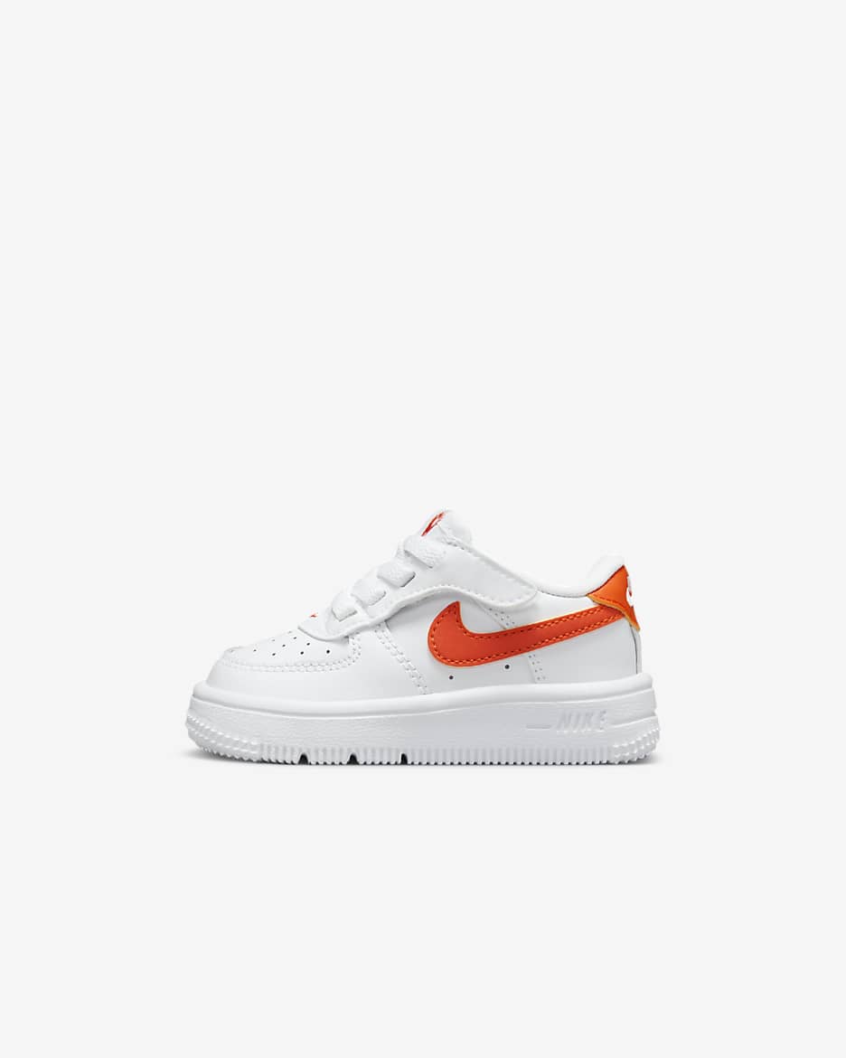 Nike Force 1 Low EasyOn Baby/Toddler Shoes - White/White/Safety Orange