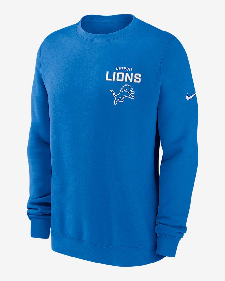 Detroit Lions Draw Block Club Men's Nike NFL Pullover Crew - Blue