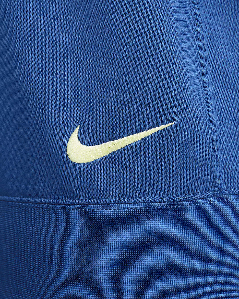 Club América Club Men's Nike Soccer French Terry Pullover Hoodie - Gym Blue/Lemon Chiffon