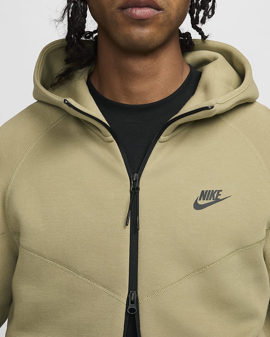 Nike Sportswear Tech Fleece Windrunner cipzáras, kapucnis férfipulóver - Neutral Olive/Fekete