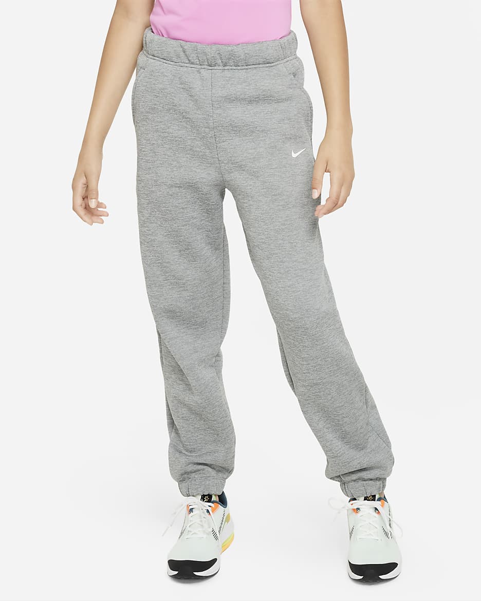 Nike Therma-FIT Big Kids' (Girls') Cuffed Pants - Dark Grey Heather/White