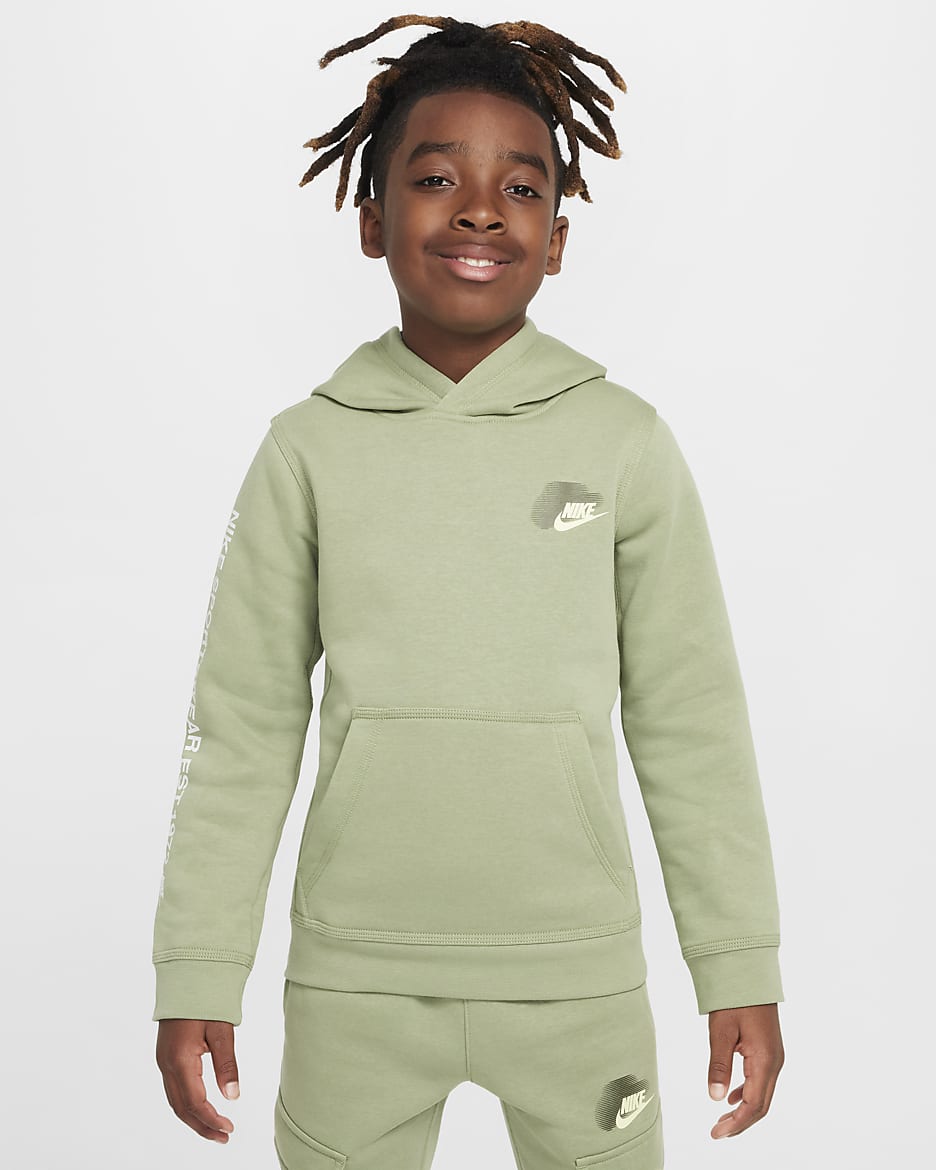 Nike Sportswear Standard Issue Older Kids' (Boys') Fleece Pullover Hoodie - Oil Green