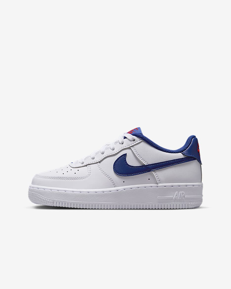 Nike Air Force 1 Older Kids' Shoes - White/University Red/Deep Royal Blue