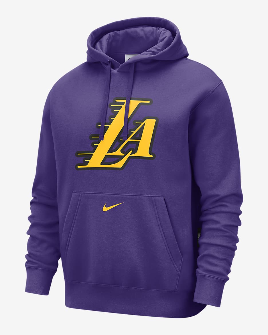 Los Angeles Lakers Club City Edition Men's Nike NBA Fleece Pullover Hoodie - Field Purple/Amarillo