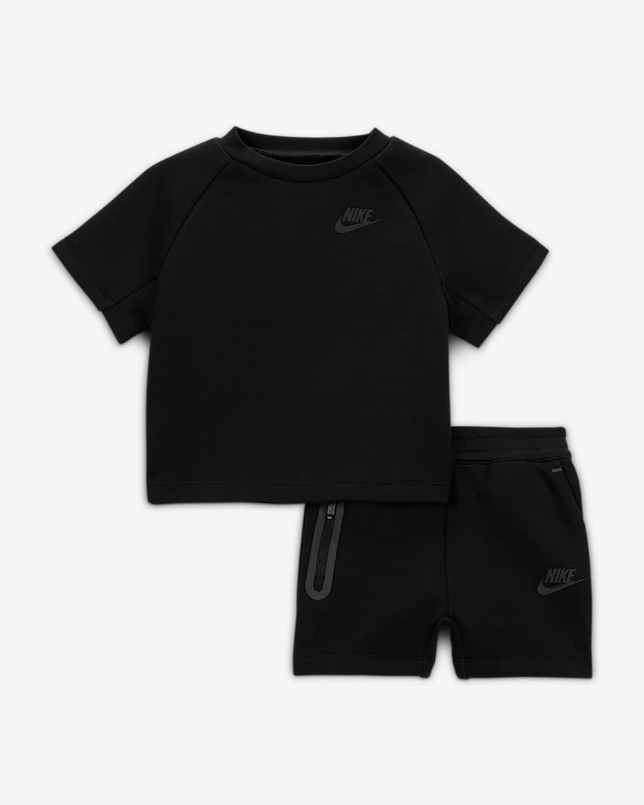 Nike Tech Fleece Baby Tee and Shorts Set - Black