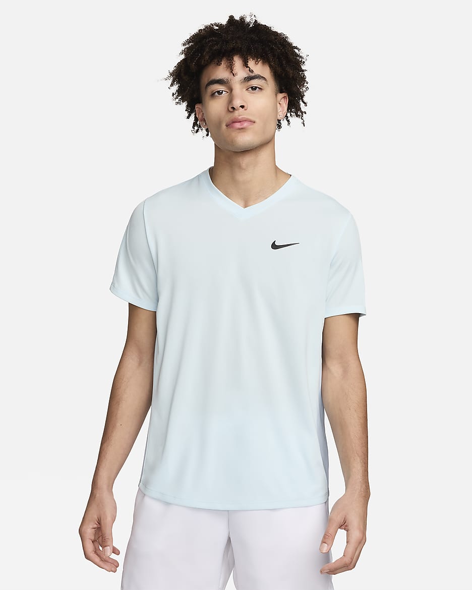 NikeCourt Dri-FIT Victory Men's Tennis Top - Glacier Blue/Light Armoury Blue/Black