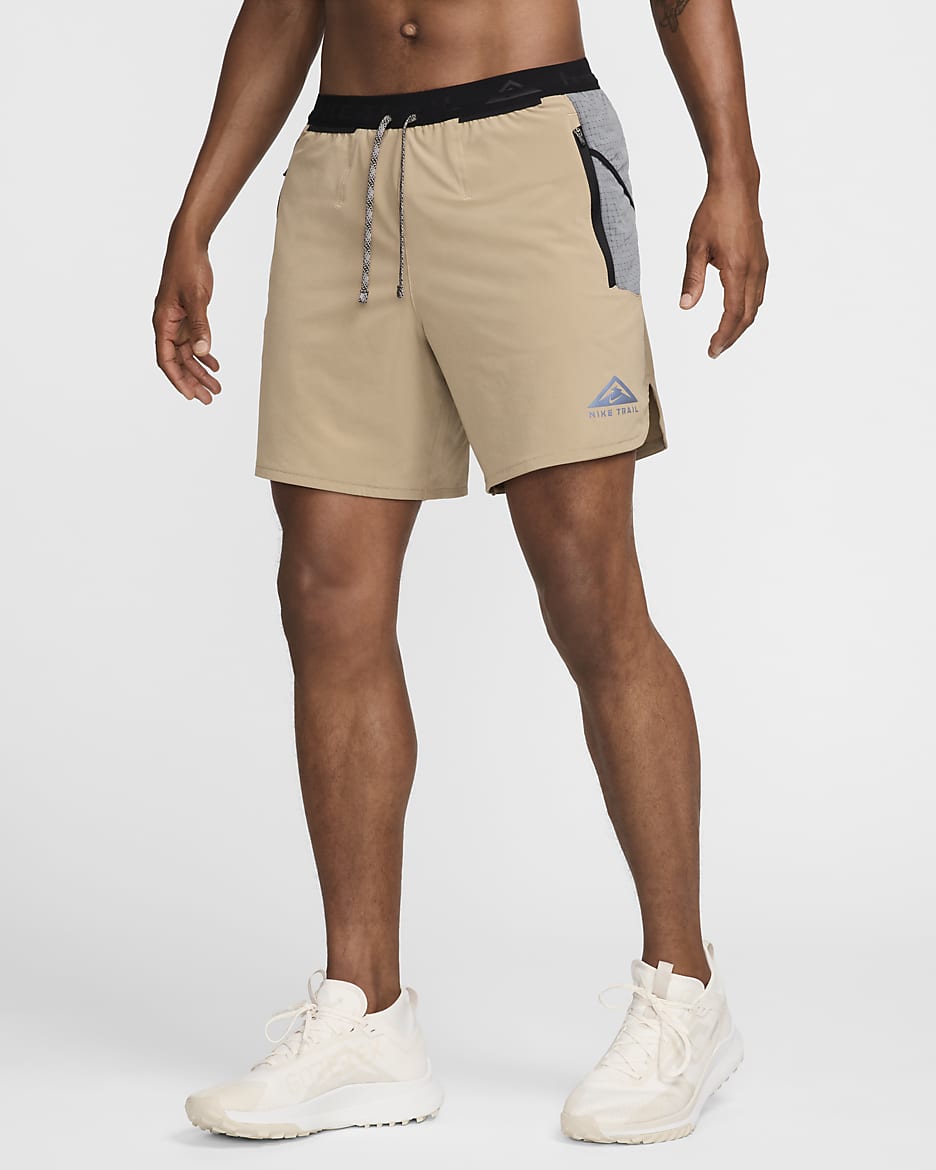 Nike Trail Second Sunrise Men's Dri-FIT 7" Brief-Lined Running Shorts - Khaki/Smoke Grey/Black