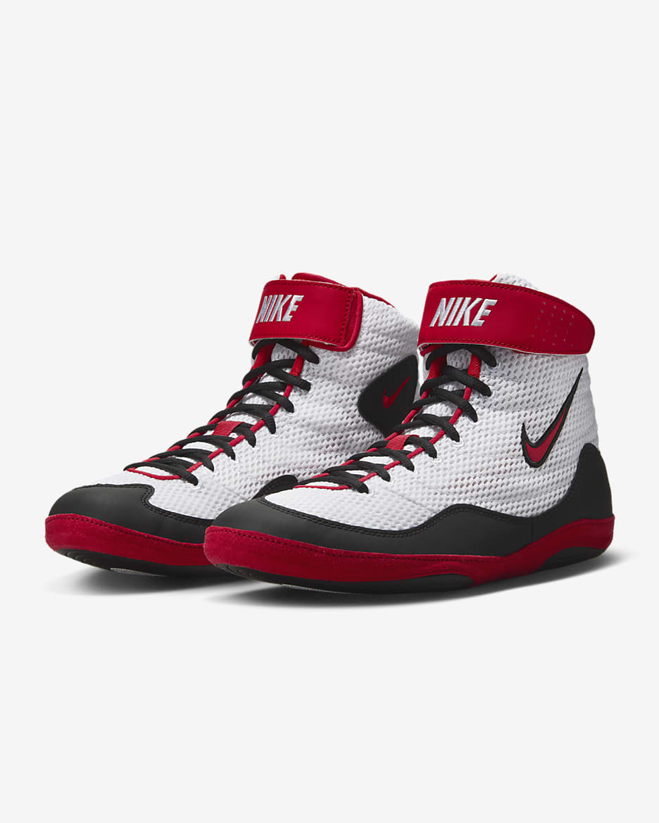 Nike Inflict Wrestling Shoes - White/Black/University Red