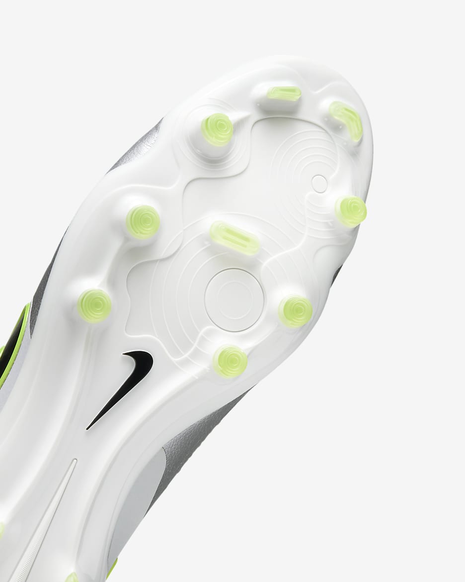 Nike Tiempo Legend 10 Pro Firm-Ground Low-Top Football Boot - Metallic Silver/Volt/Black