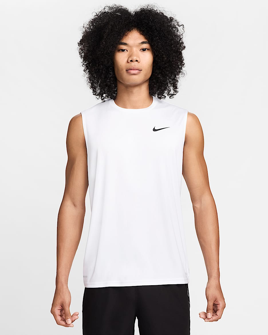 Camiseta Hydroguard de natación sin mangas para hombre Nike Essential - Blanco/Negro