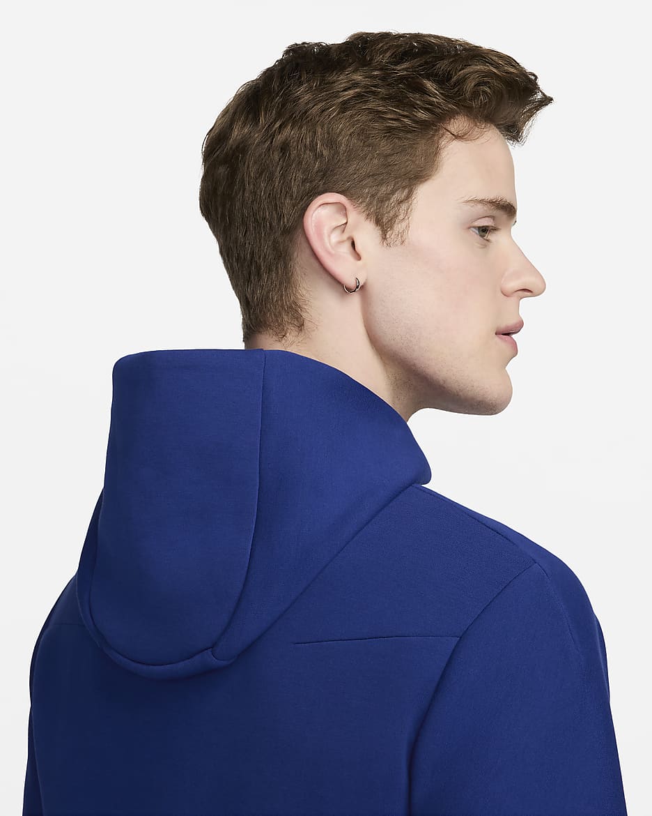 Netherlands Tech Fleece Windrunner Men's Nike Football Full-Zip Hoodie - Deep Royal Blue/Safety Orange