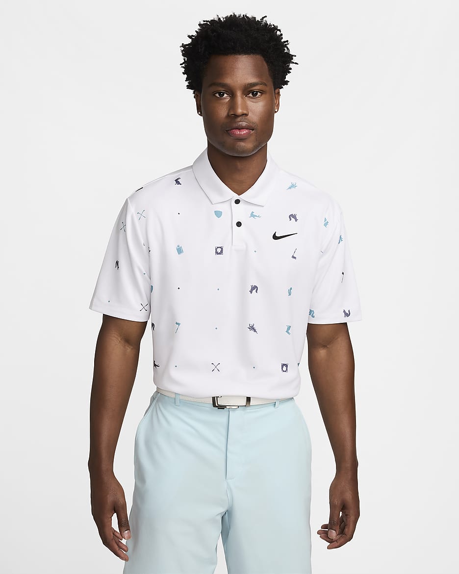 Nike Tour Dri-FIT galléros férfi golfpóló - Fehér/Fekete