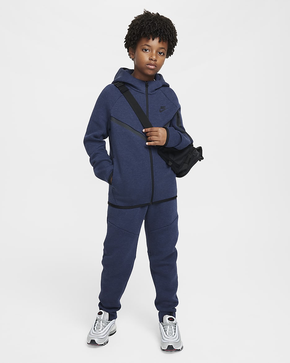 Nike Sportswear Tech Fleece Big Kids' Full-Zip Hoodie - Obsidian Heather/Obsidian Heather/Black/Black