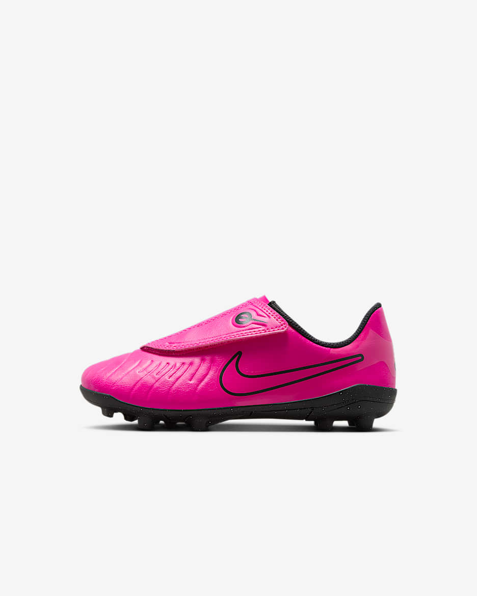 Calzado de fútbol de corte low para terrenos múltiples para niños de talla pequeña Nike Jr. Tiempo Legend 10 Club - Rosa feroz/Negro