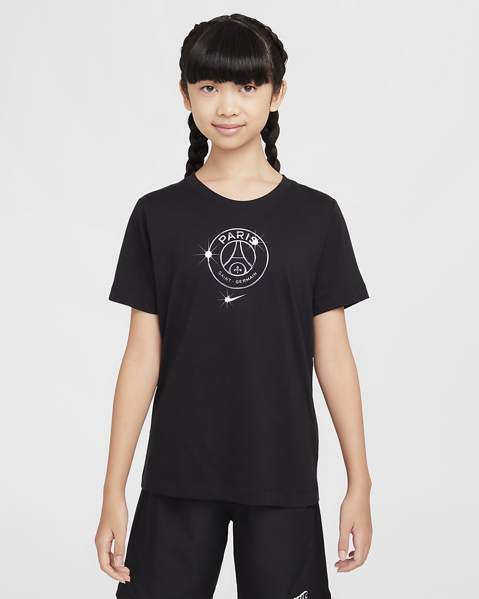 Playera de fútbol Nike del Paris Saint-Germain para niños talla grande - Negro