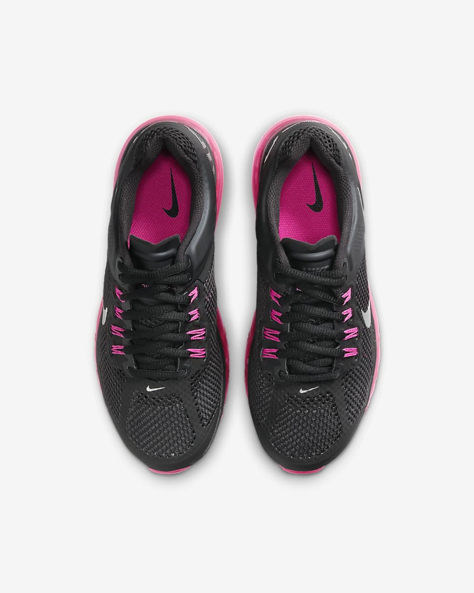 Nike Air Max 2013 sko til store barn - Svart/Dark Grey/Fusion Pink/Metallic Silver