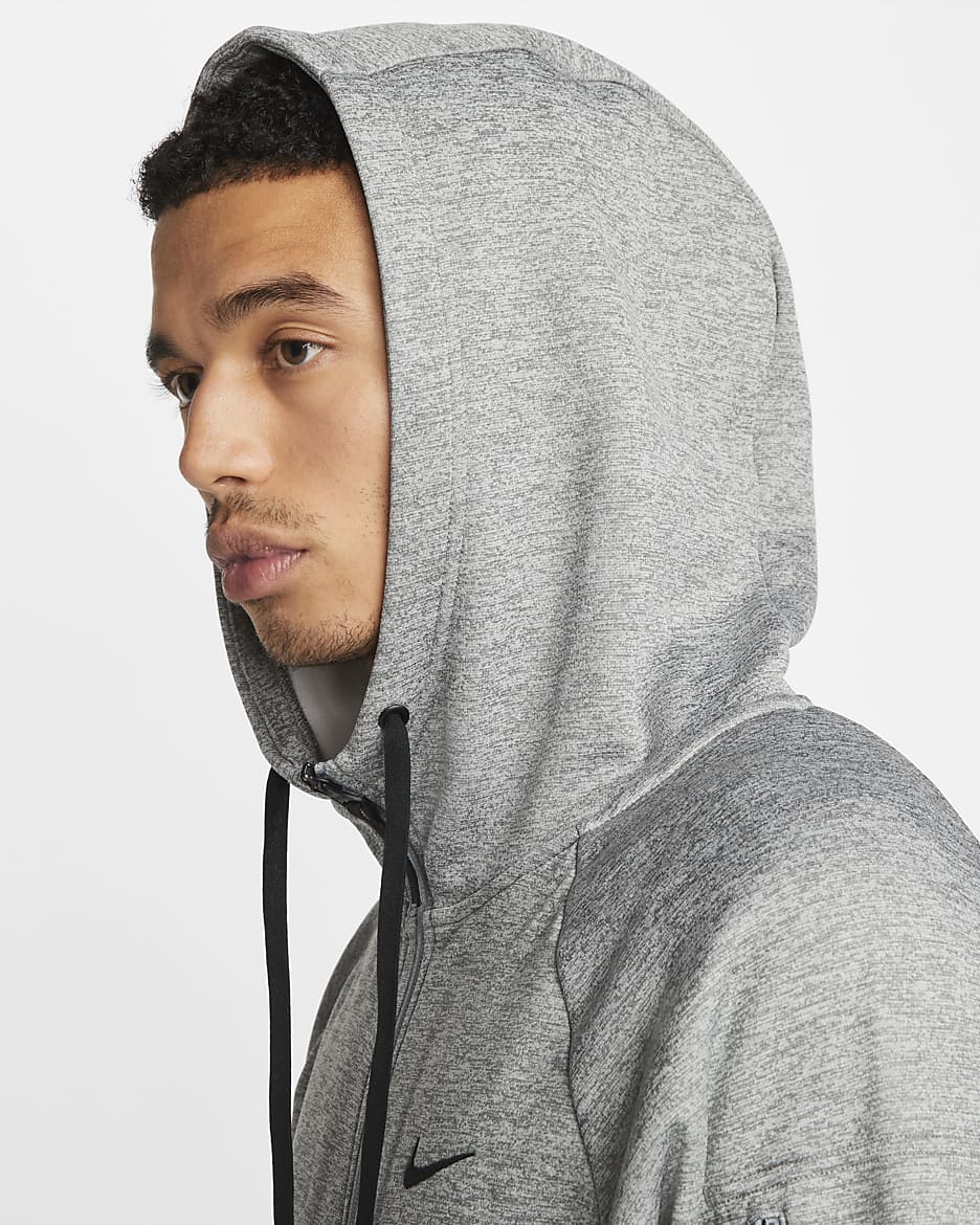 Nike Therma Men's Therma-FIT Full-Zip Fitness Top - Dark Grey Heather/Particle Grey/Black