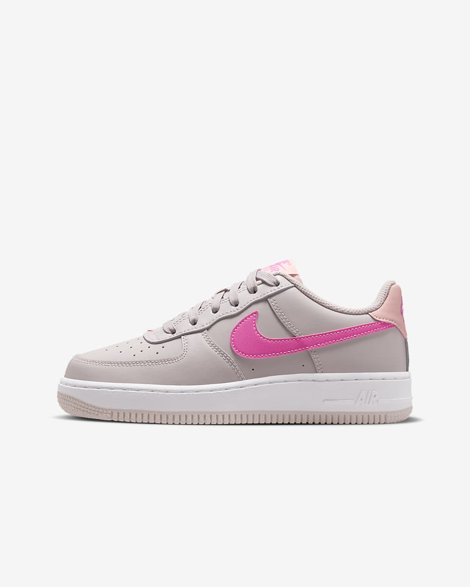 Tenis para niños grandes Nike Air Force 1 - Violeta platino/Naranja ártico/Blanco/Rosa paleta