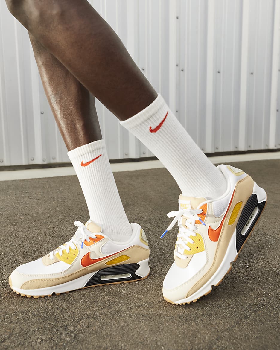 Nike Air Max 90 SE Men's Shoes - Summit White/Sesame/Lemon Wash/Safety Orange