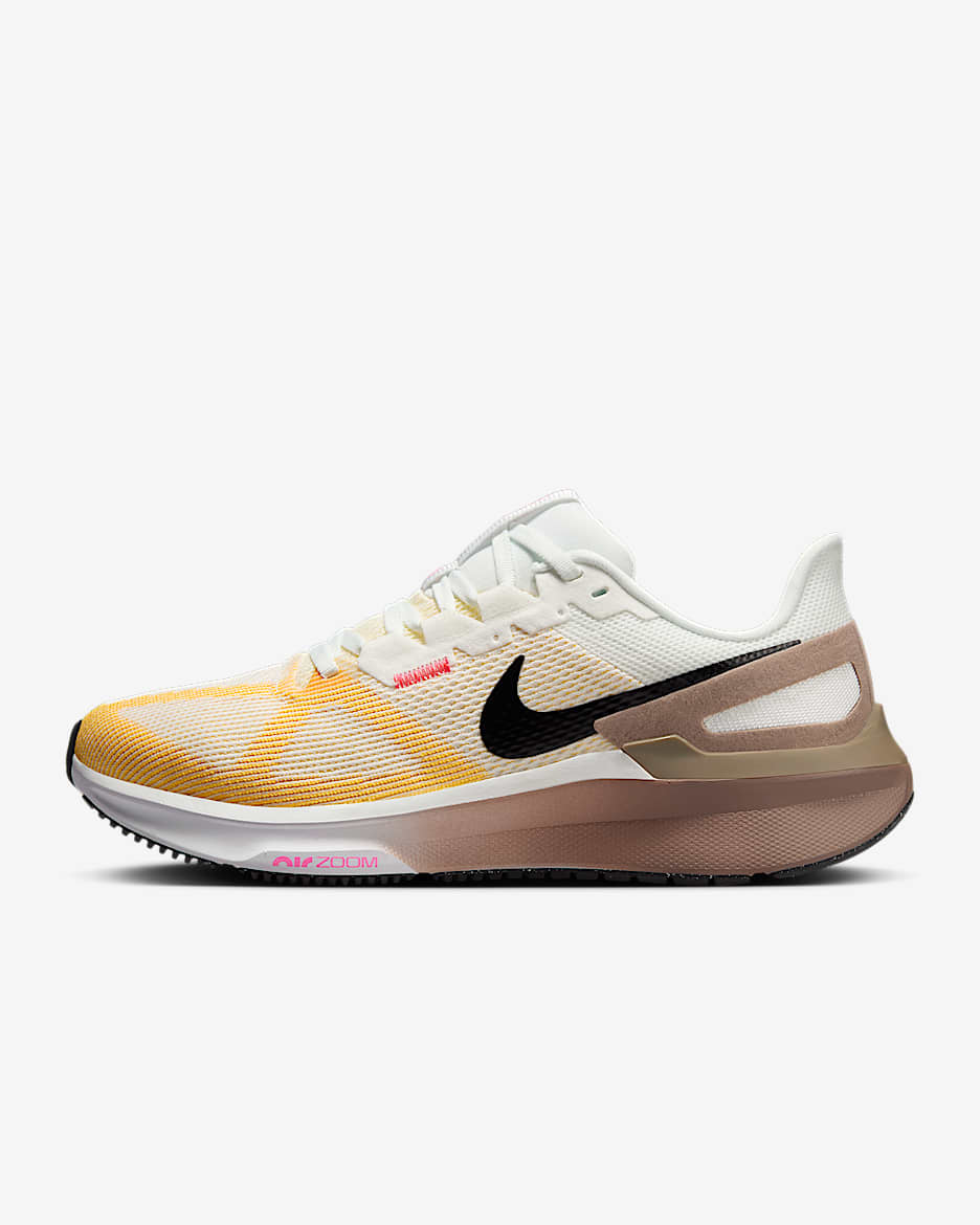 Chaussure de running sur route Nike Structure 25 pour femme - Summit White/Mink Brown/Varsity Maize/Noir
