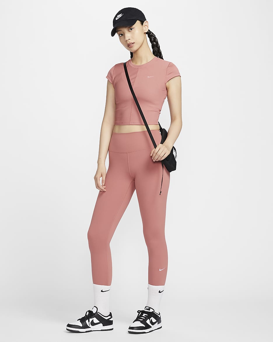 Nike One Women's High-Waisted 7/8 Leggings - Canyon Pink/Black