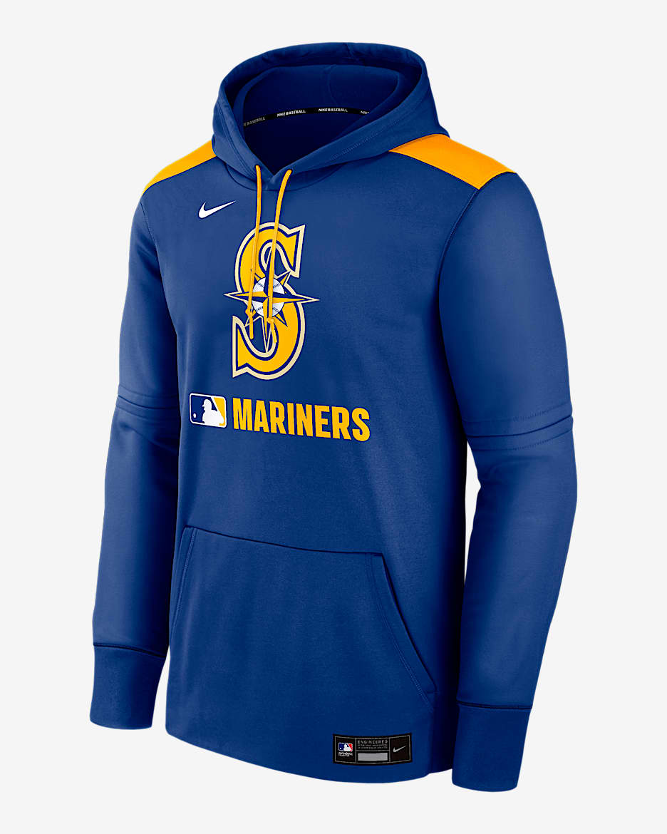 Sudadera con gorro sin cierre Nike Therma de la MLB para hombre Seattle Mariners Authentic Collection - Royal