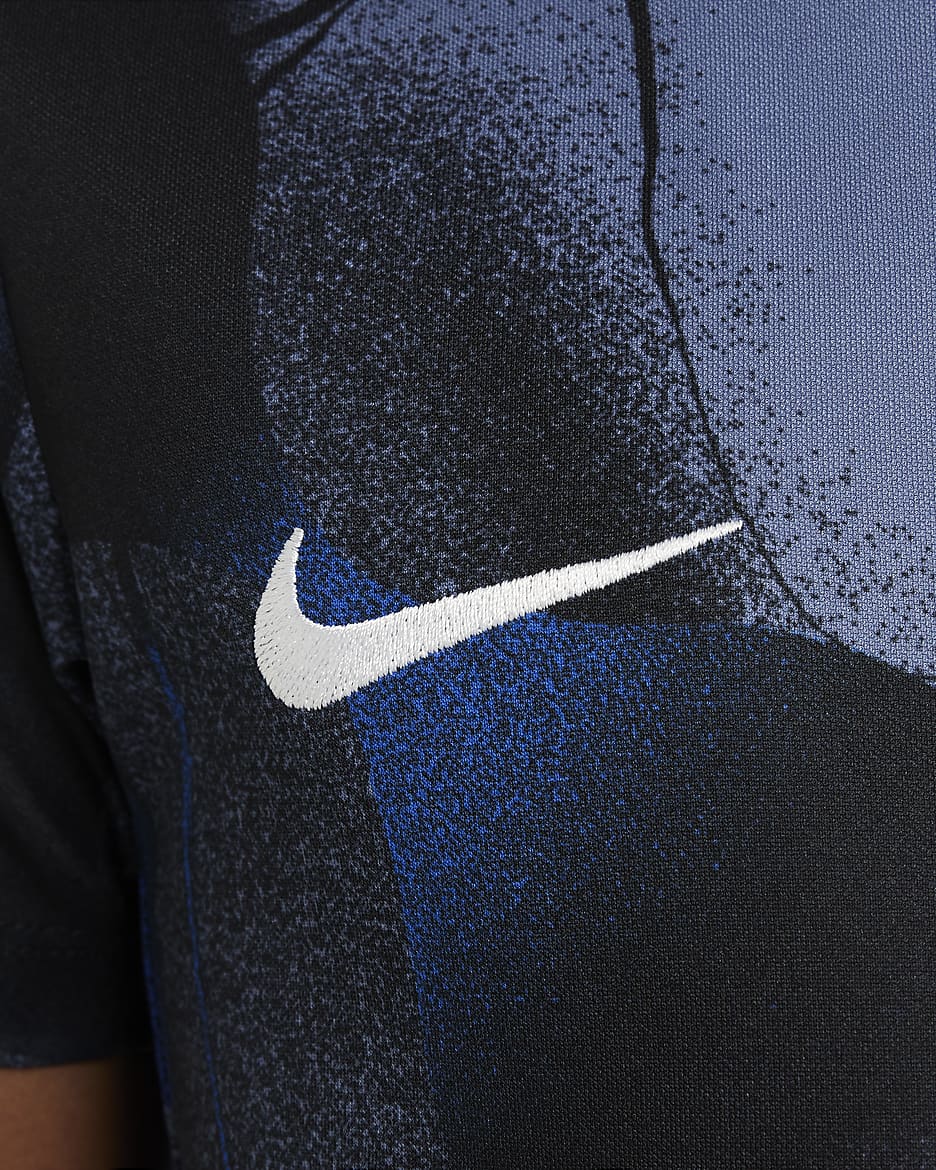 Inter Milan Academy Pro Nike Dri-FIT warming-upvoetbaltop met korte mouwen voor kids - Zwart/Zwart/Diffused Blue/Wit