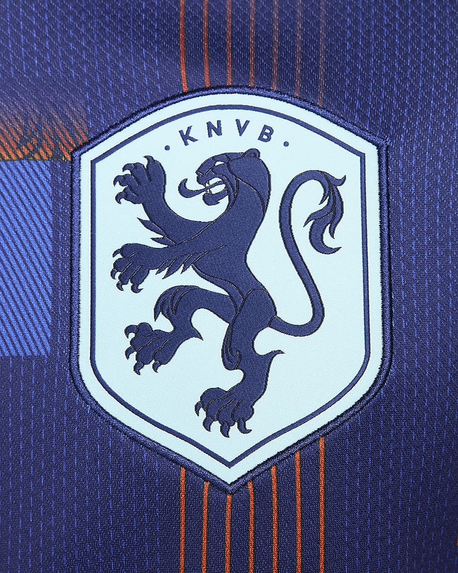 Netherlands (Women's Team) 2024/25 Stadium Away Nike Dri-FIT Soccer Replika Fußballtrikot (Herren) - Blue Void/Safety Orange/Copa/Weiß